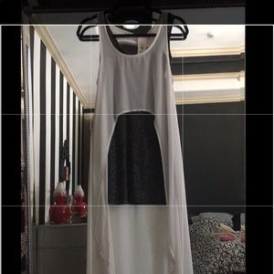 Mink Pink white sheer dress with black dress under